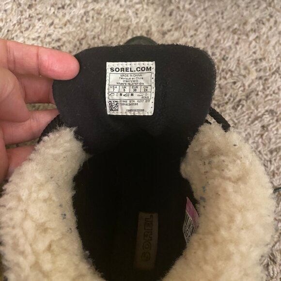 Sorel Women Black Suede Waterproof Fleece Lined Lace Up Winter Boots Size 7 - Picture 8 of 8